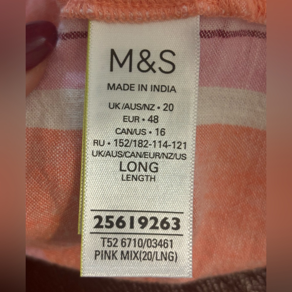 M&S Linen Viscose Pink Mix Striped Flowy Dress, Marks & Spencer - Picture 6 of 7